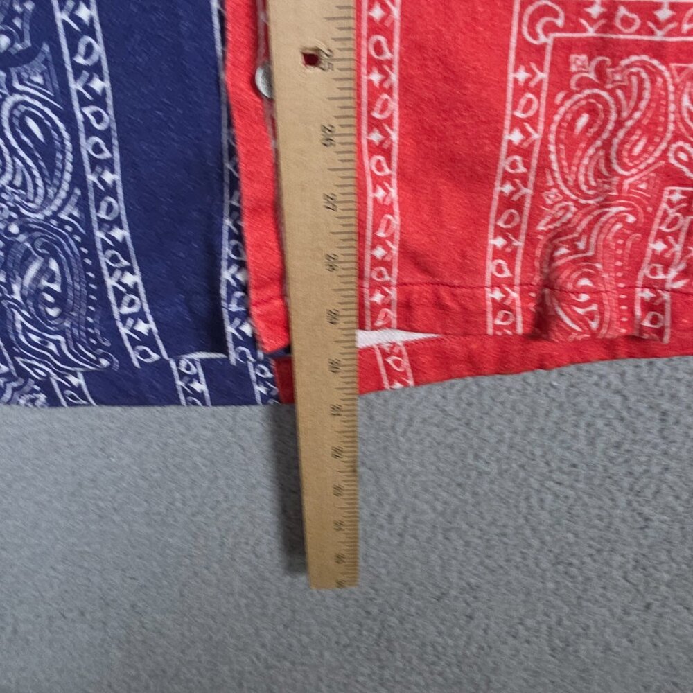 Zara Shirt Mens Size Large Blue Red Bandana Relaxed Button Down Cotton Twill - Picture 7 of 11